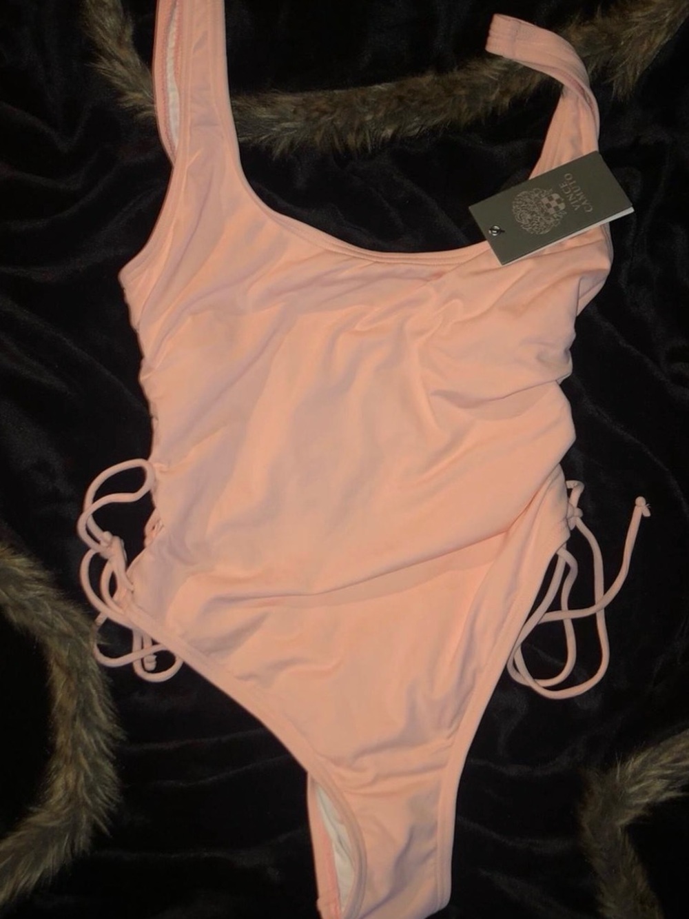 Vince Camuto Light Pink One-Piece Swimsuit with Side Ties